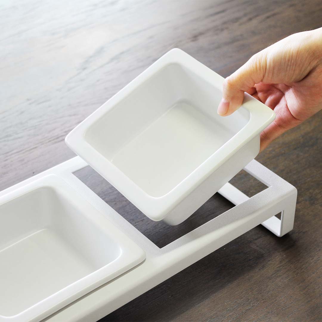 ペットフードボウルスタンドセット タワー ホワイト