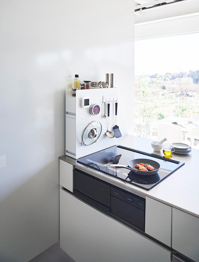 隠せる調味料ラック タワー 2段 ブラック