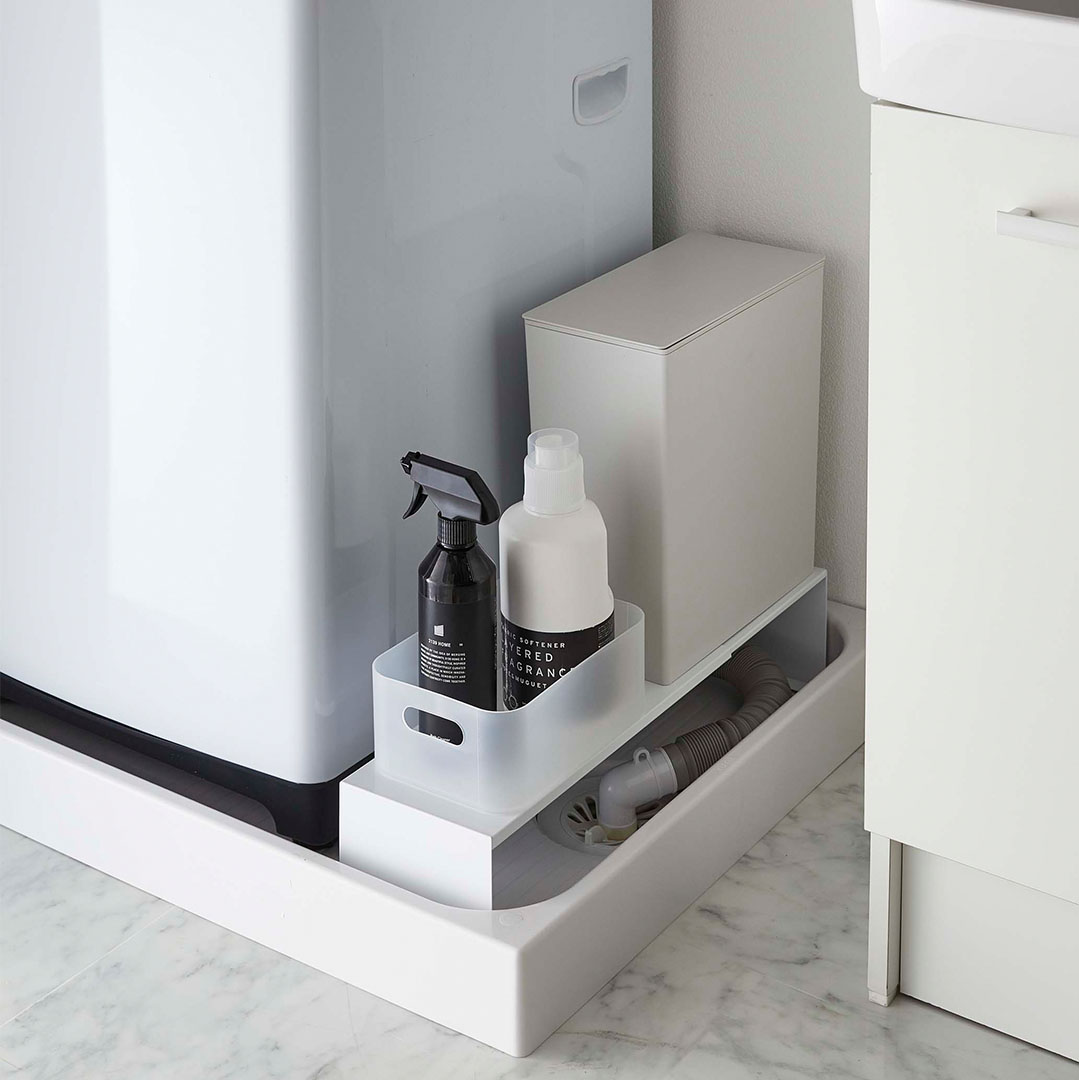 伸縮洗濯機排水口上ラック タワー ホワイト