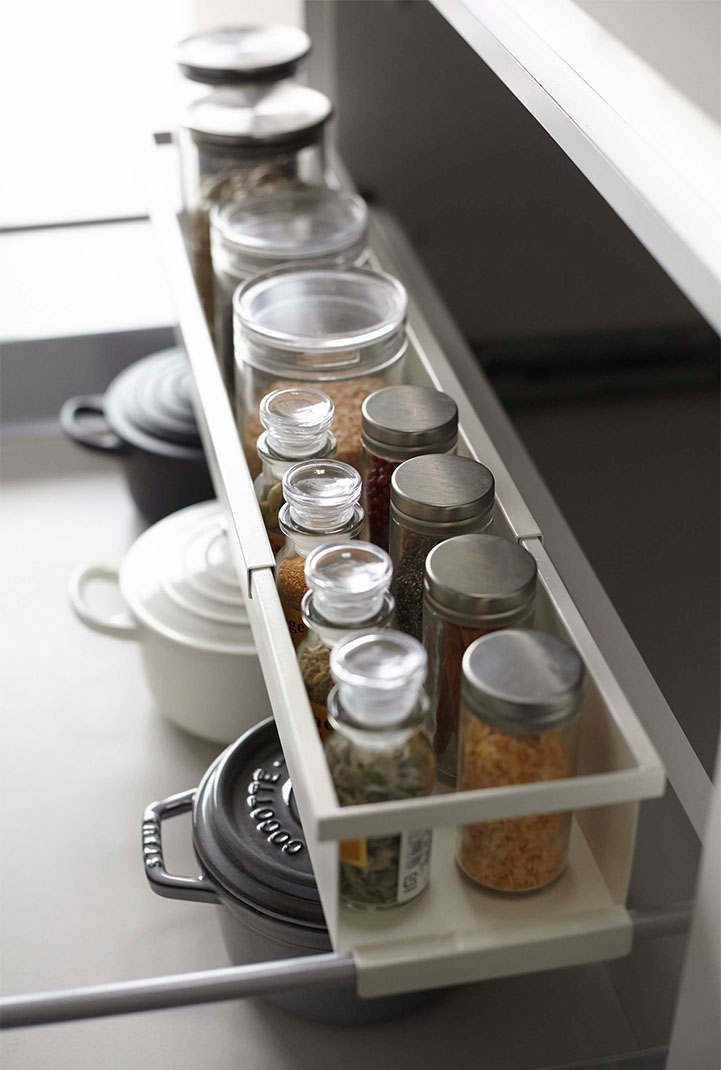 シンク下 伸縮キッチンラック タワー スリム ホワイト