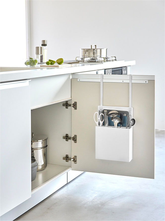 シンク扉オールインワンキッチンツールホルダー タワー ホワイト