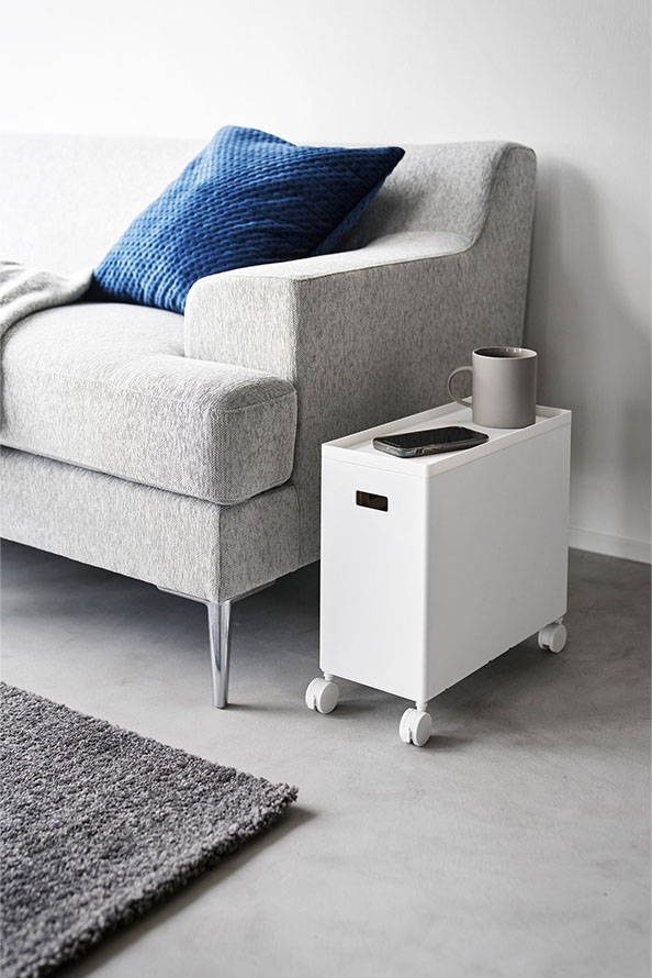 蓋付き収納ボックスワゴン タワー L ホワイト