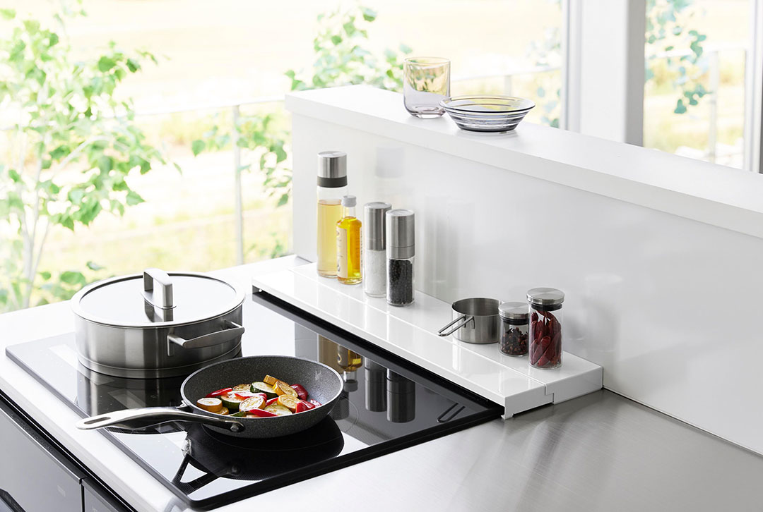 奥行伸縮排気口カバー タワー 60cmコンロ用 ブラック