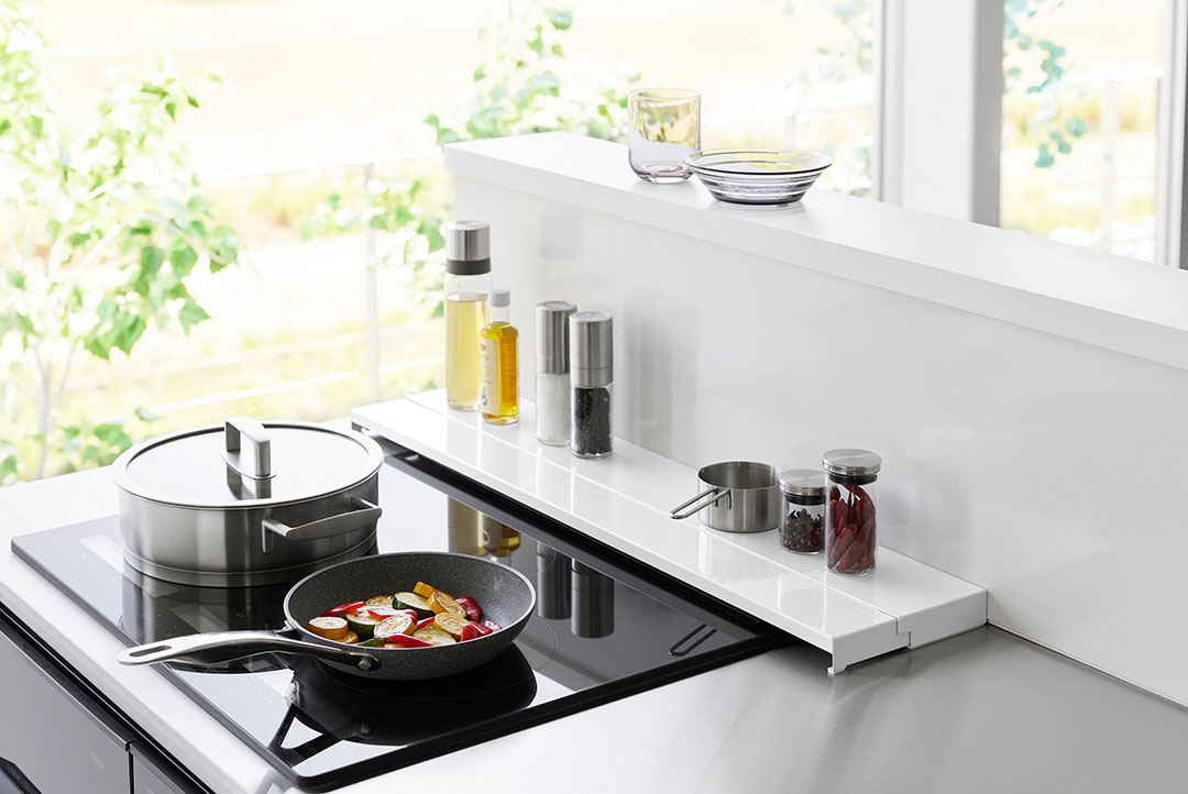 奥行伸縮排気口カバー タワー 75cmコンロ用 ブラック