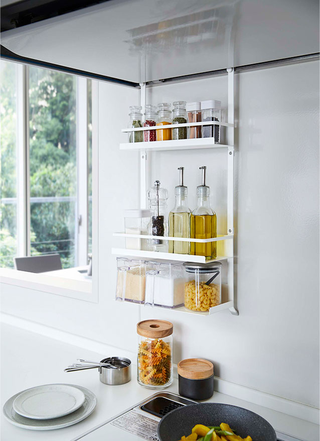 レンジフード調味料ラック プレート 3段 ホワイト