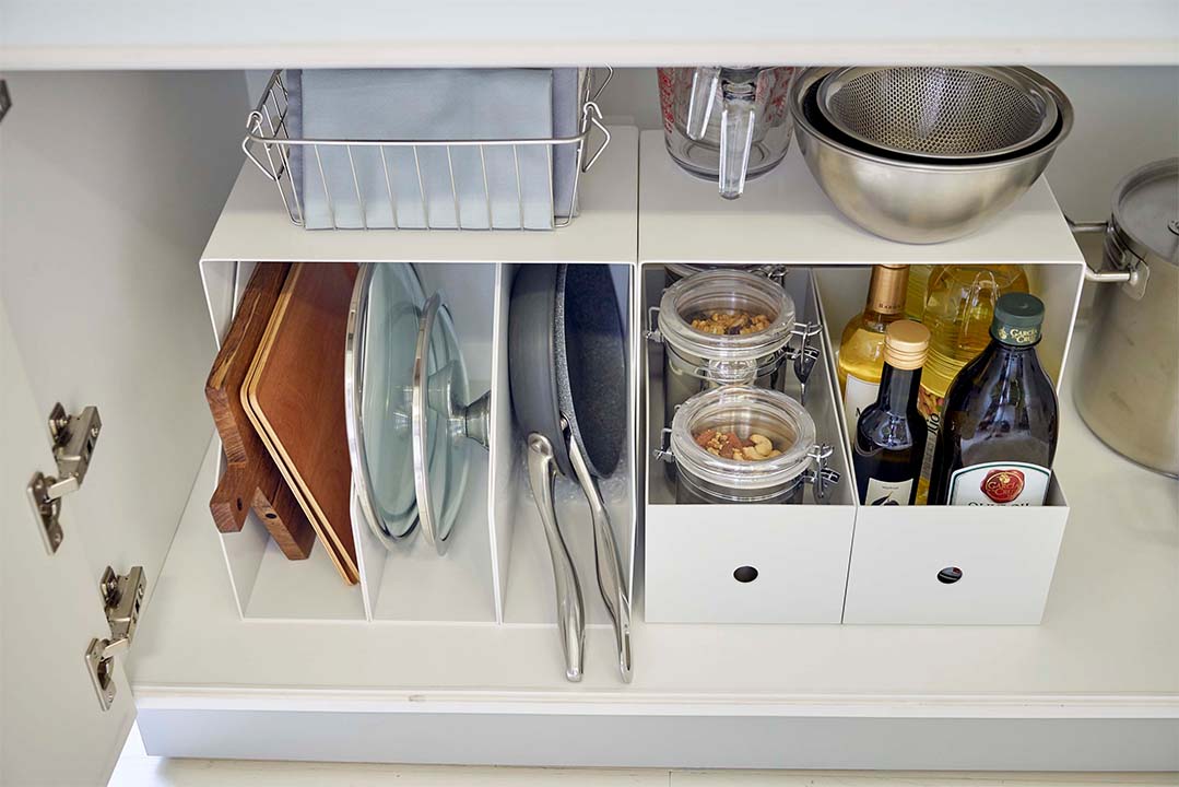 収納ボックス上ラック タワー 2個組 ホワイト