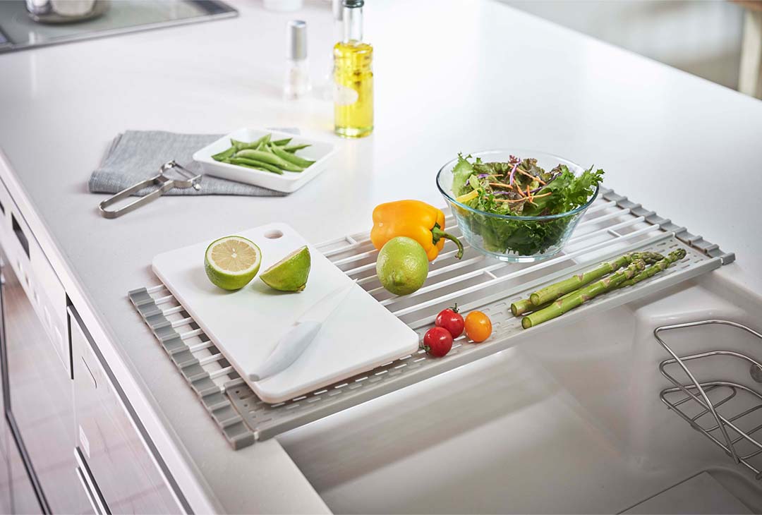 折り畳み水切り プレート シリコーントレー付き S ホワイト