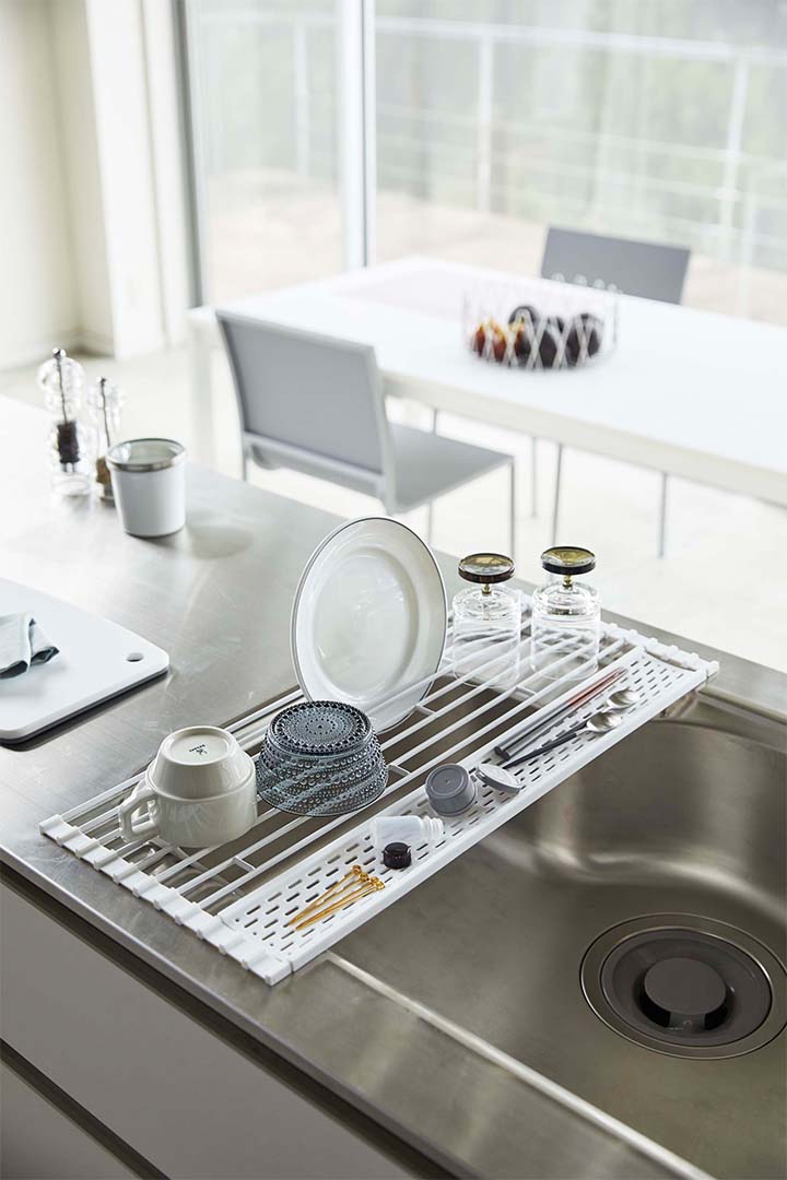 折り畳み水切り タワー シリコーントレー付き S ホワイト