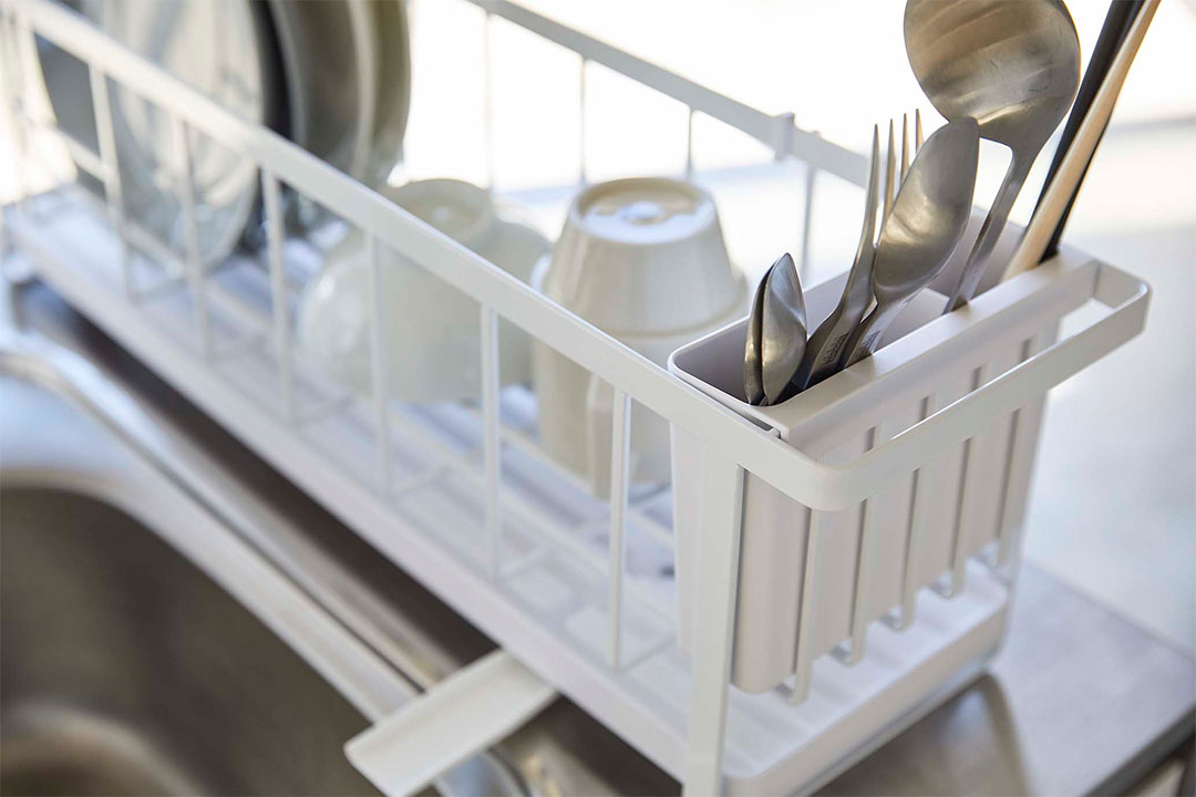 スリムツーウェイ水切りワイヤーバスケット タワー ホワイト