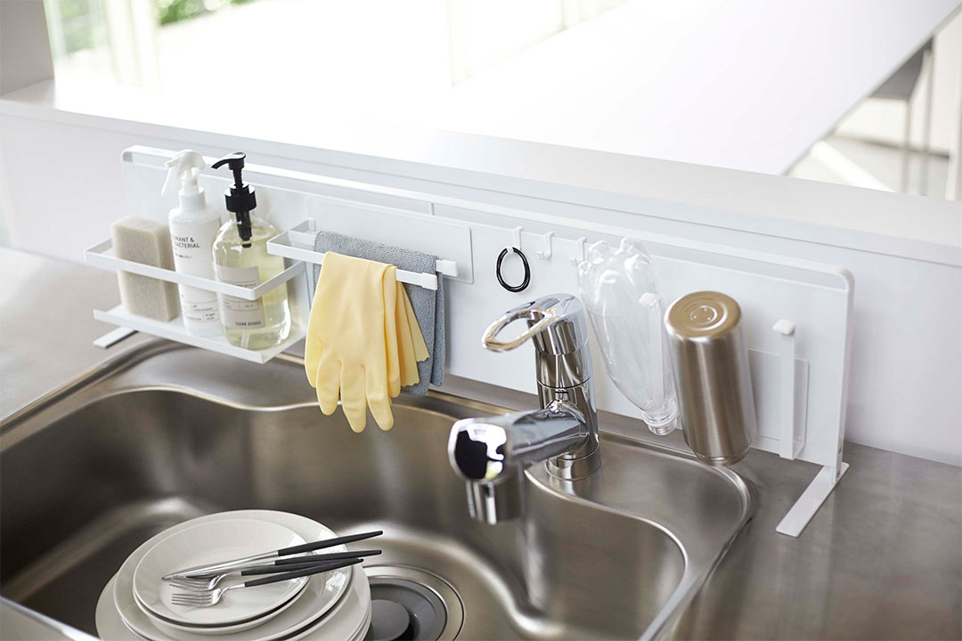 キッチン自立式スチールパネル タワー 横型 ホワイト