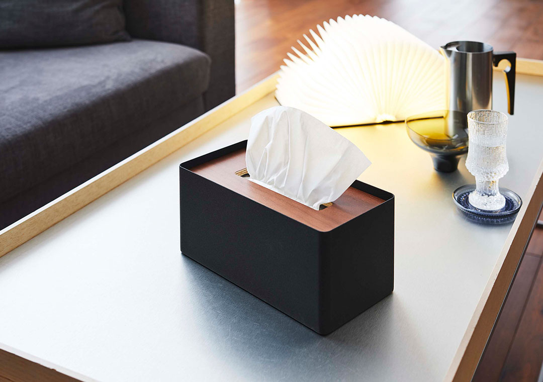 厚型対応蓋付きティッシュケース リン ブラウン