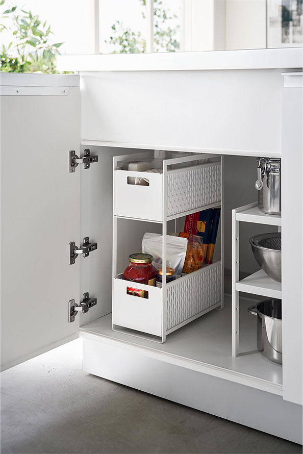 シンク下収納バスケット タワー 2段 ホワイト