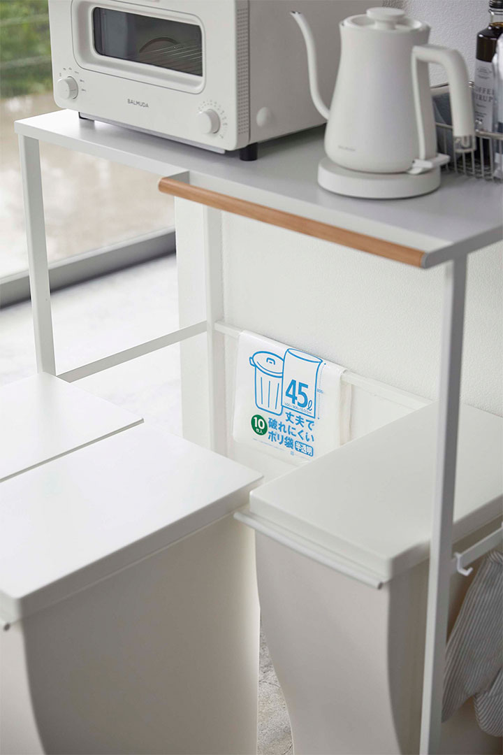 伸縮 ゴミ箱上ラック タワー ホワイト