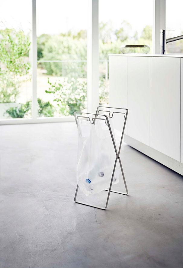 レジ袋2連&30Lゴミ袋スタンド タワー ブラック