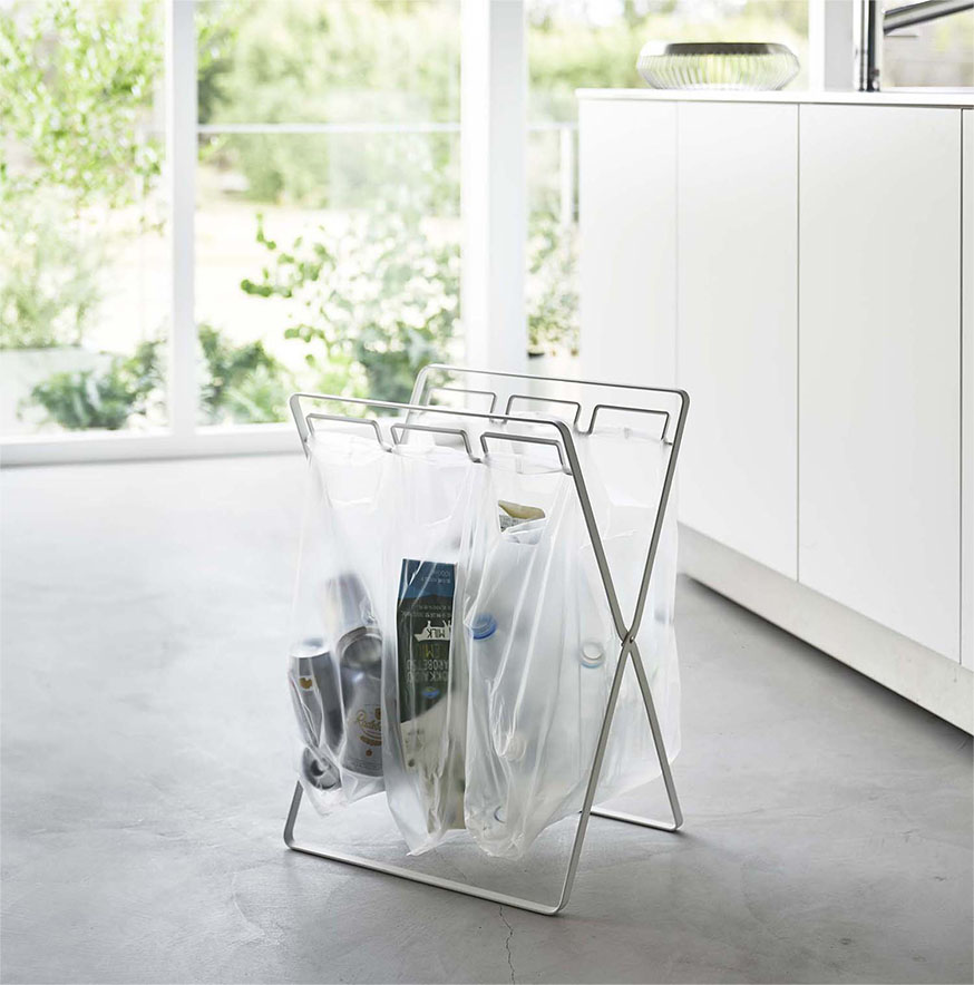レジ袋3連＆45Lゴミ袋スタンド タワー ホワイト