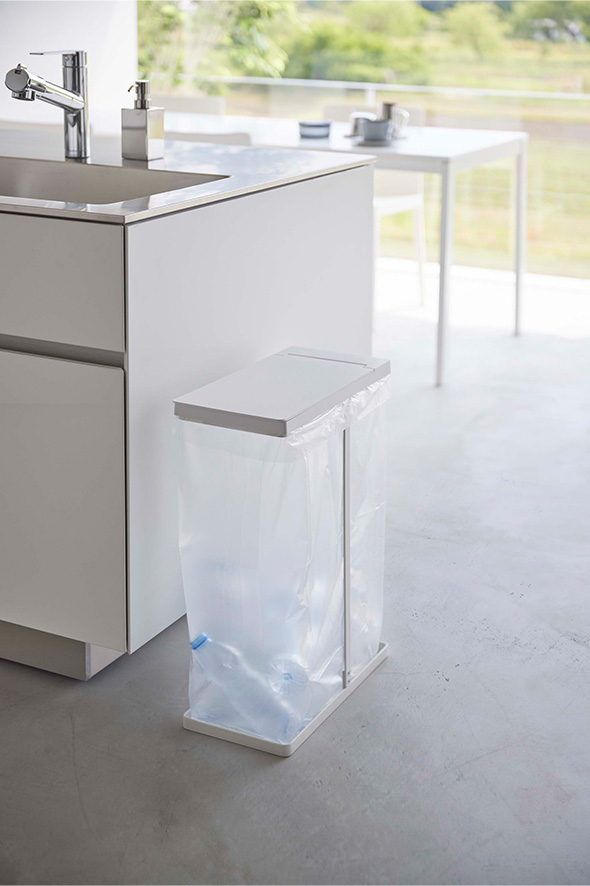 スリム蓋付き分別ゴミ袋ホルダー タワー 45L ホワイト