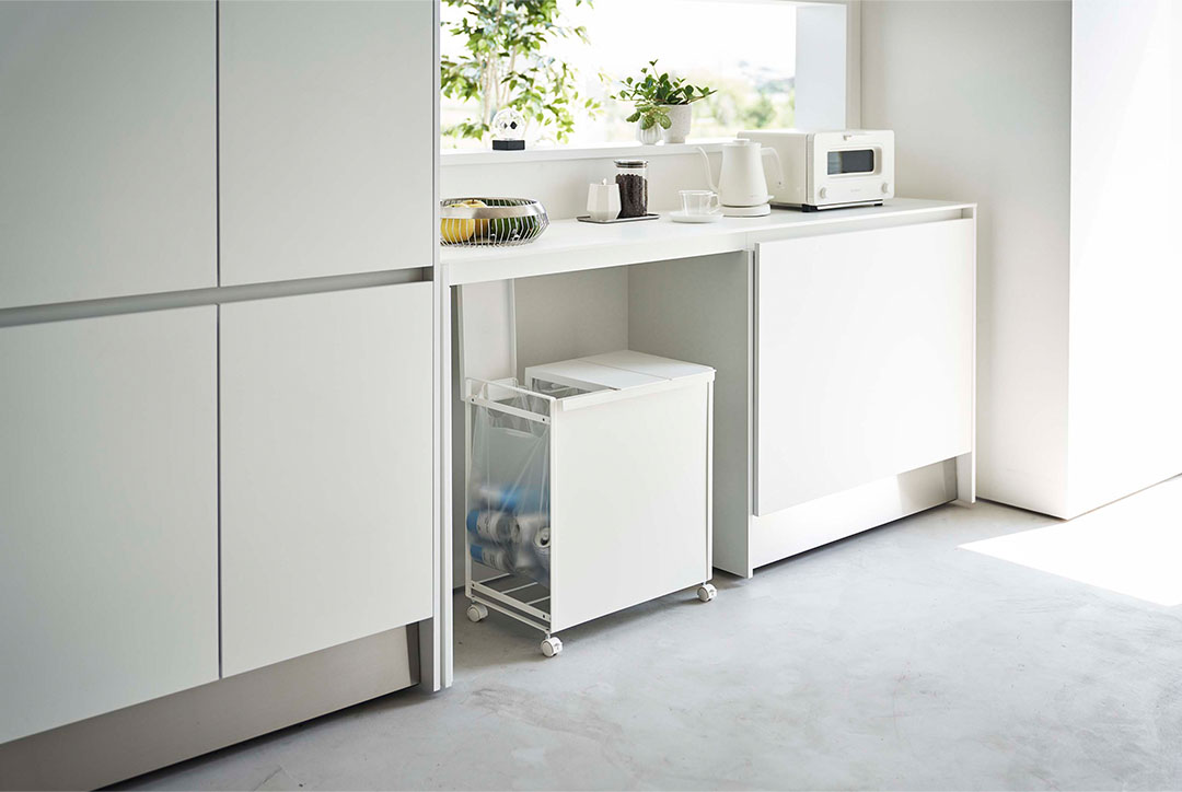 蓋付き目隠し分別ダストワゴン タワー 3分別 ブラック