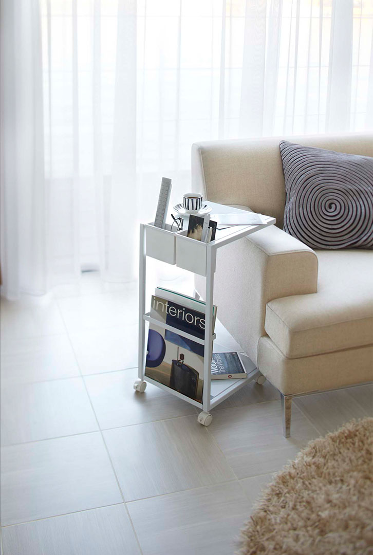 サイドテーブルワゴン タワー ホワイト
