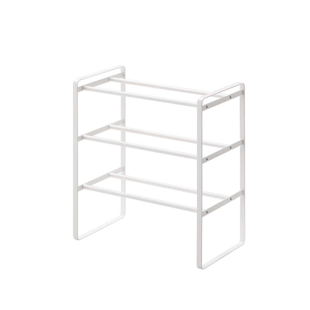 伸縮シューズラック フレーム3段 ホワイト