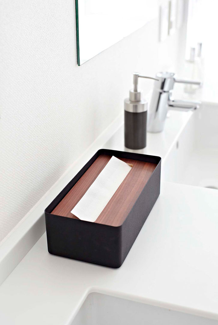 蓋付きティッシュケース リン L ブラウン