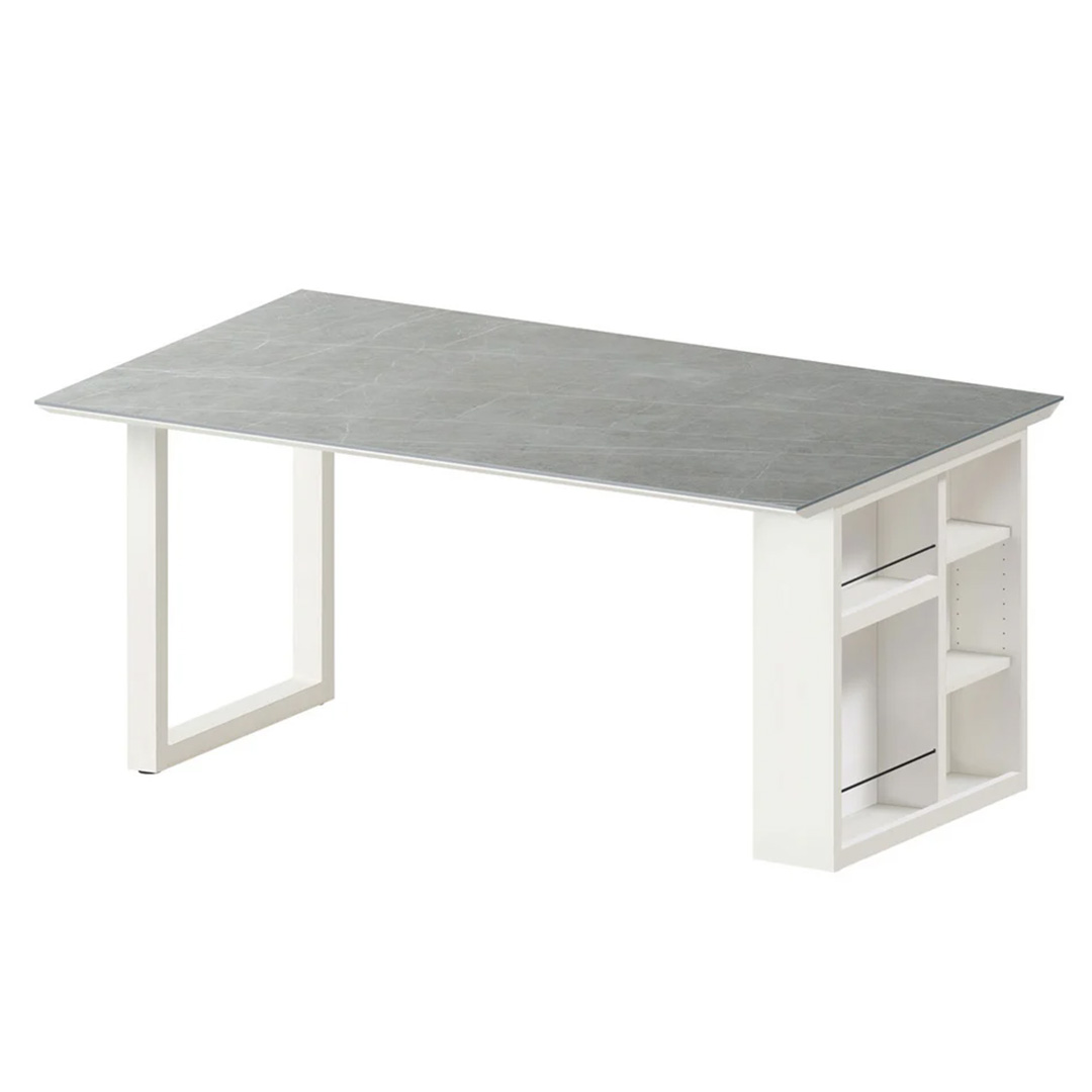 レグル ダイニングテーブル エンドボックスホワイト(W135) Sチタンホワイト