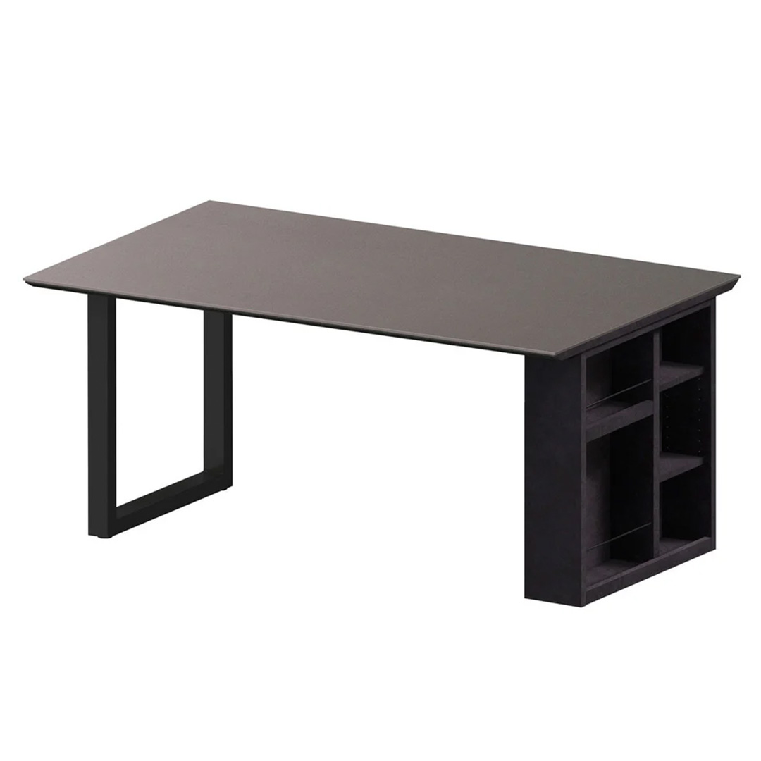レグル ダイニングテーブル エンドボックス ブラック(W135) Rアイアングレイ