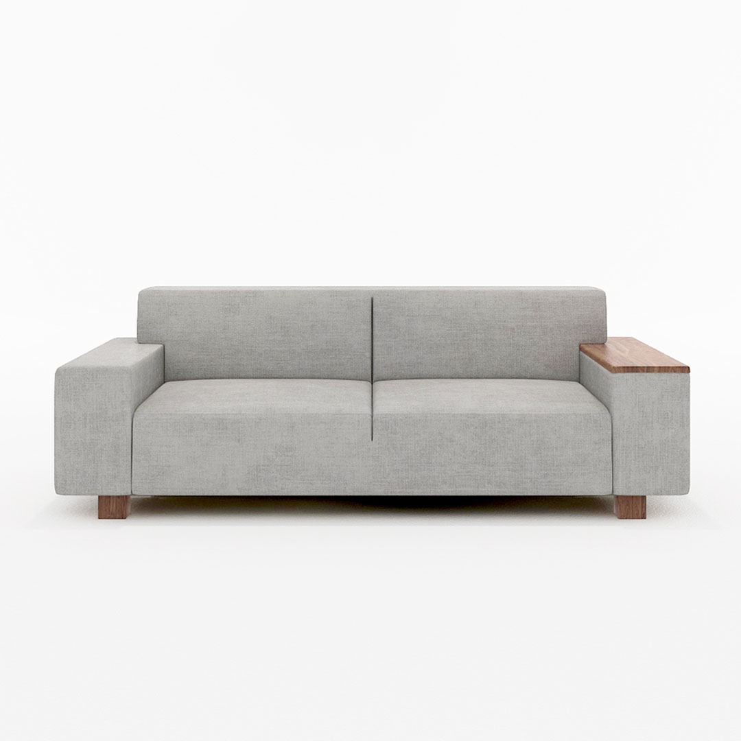 BRICK 2.5人掛け 左木肘付（脚カラー：ウォールナット） GROUP4-HUブルーグレー