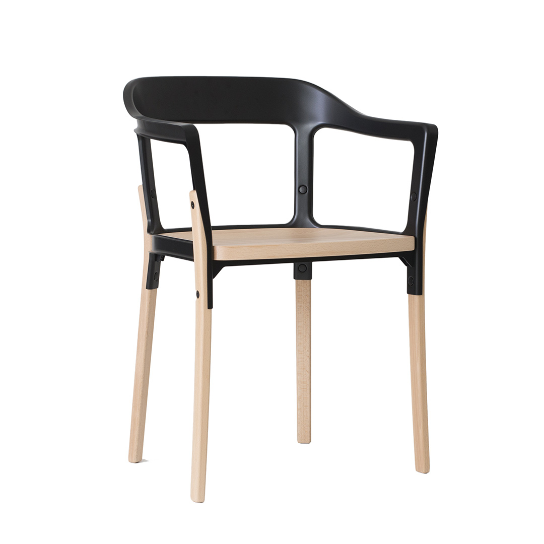 Steelwood chair (脚カラー：ナチュラルビーチ) ナチュラル・ホワイト