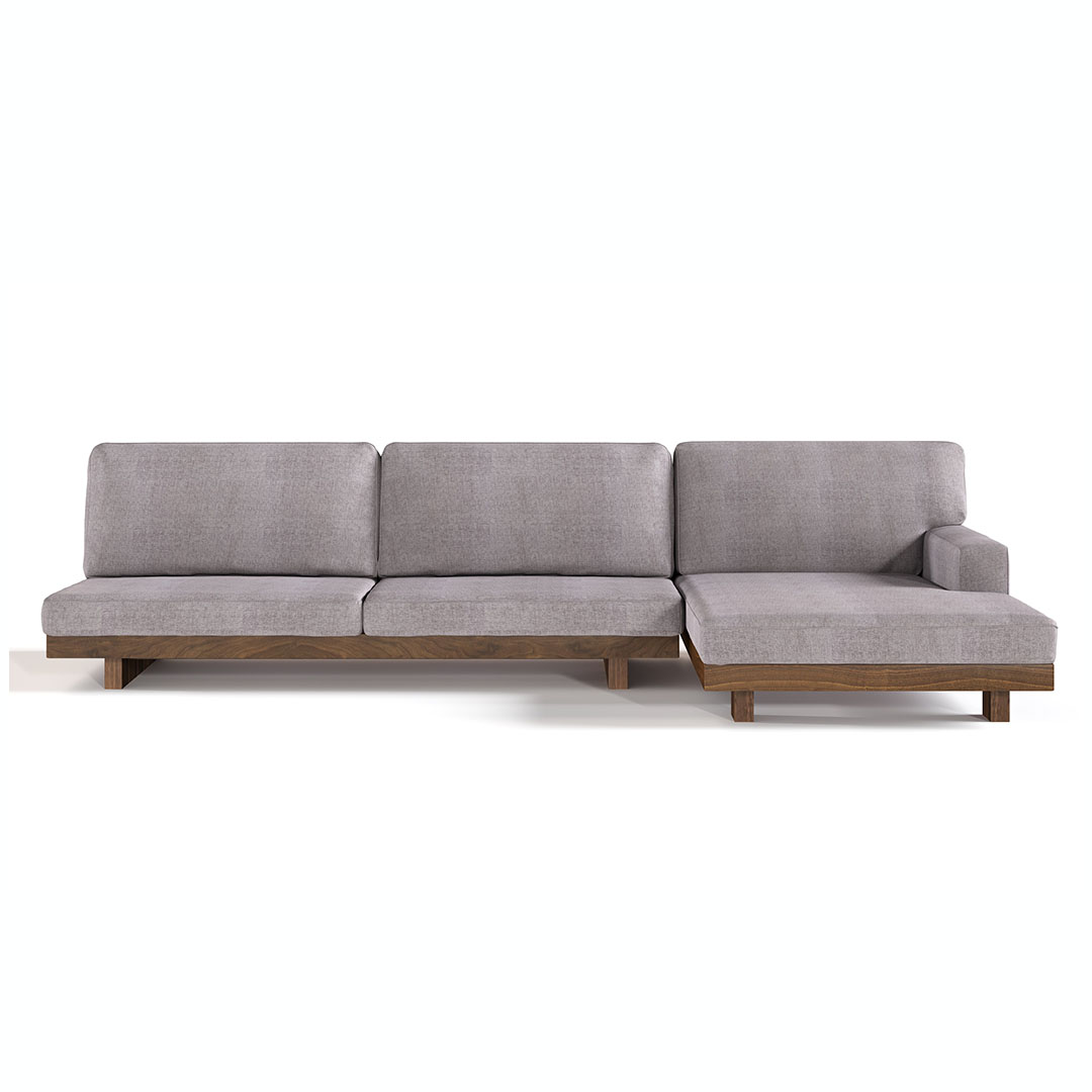 デニッシュソファワンアームカウチ W90 L(脚カラー:ウォールナット) RANK3 FLORUS(シルバー)