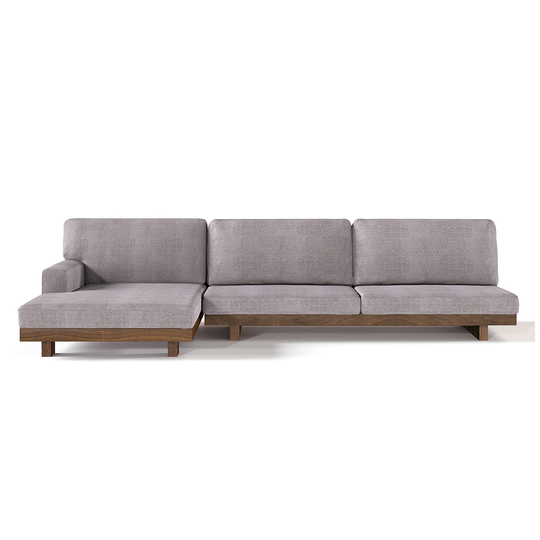 デニッシュソファワンアームカウチ W90 R（脚カラー：ウォールナット） RANK3 FLORUS（シルバー）