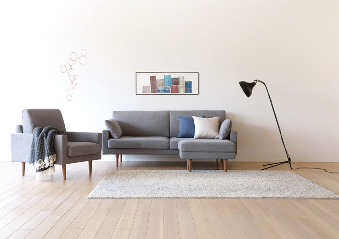 レオソファ 2.5人掛け(脚カラー:ウォルナット) ダークグレー