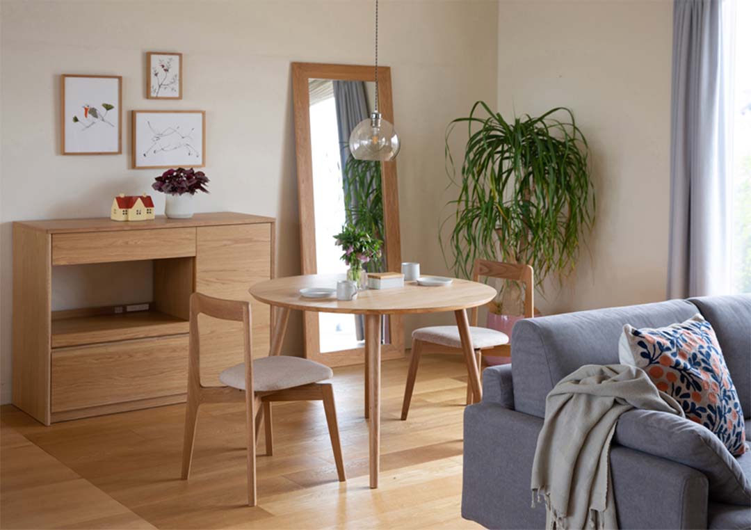 マルーン Φ105ダイニングテーブル ホワイトオーク