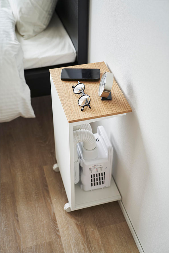 キャスター付き 目隠し布団乾燥機スタンド タワー ホワイト