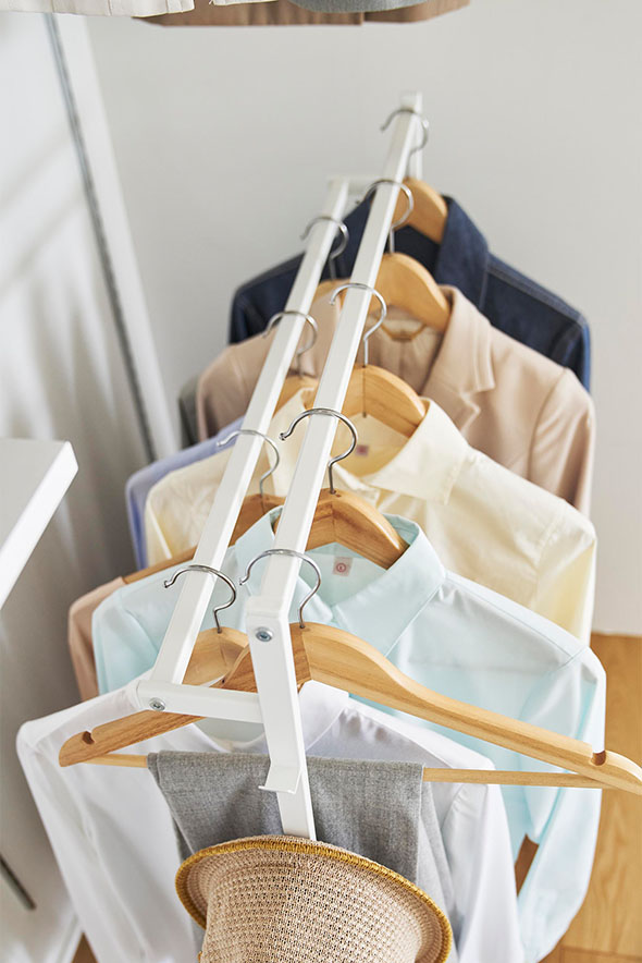 収納力アップハンガーラック タワー 2段 ホワイト