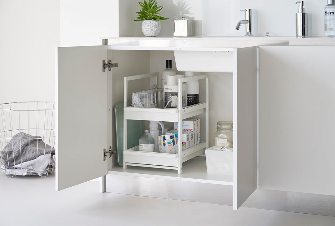 シンク下スライドラック タワー 2段 ホワイト