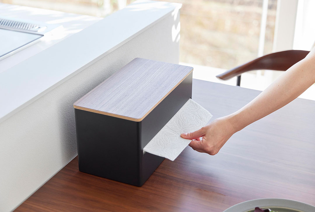 片手でカット隠せるキッチンペーパーホルダー リン L ブラウン