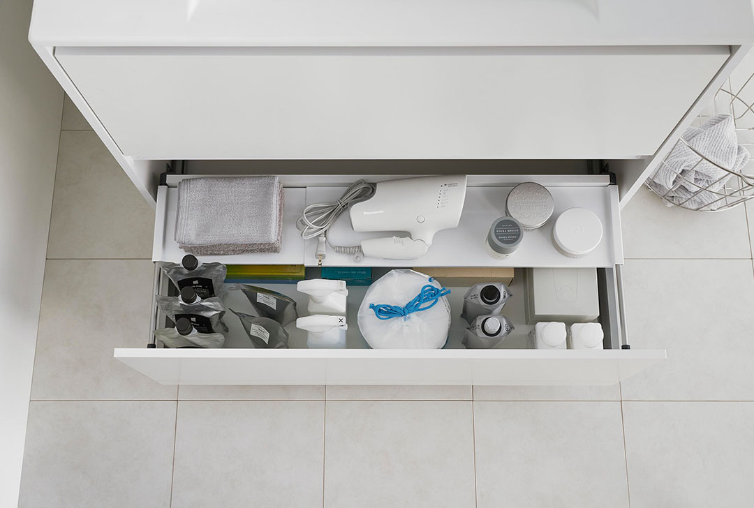 伸縮キッチン引き出し中ラック タワー ワイド ホワイト