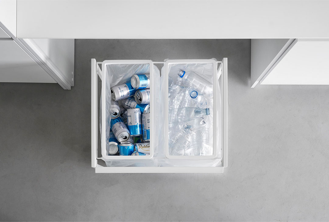 目隠し分別ダストワゴン タワー 45L 2分別 ホワイト