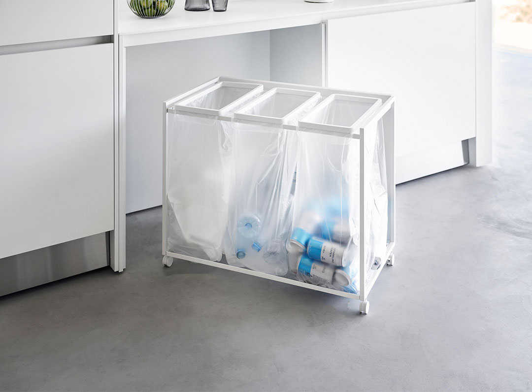 目隠し分別ダストワゴン タワー 45L 3分別 ホワイト