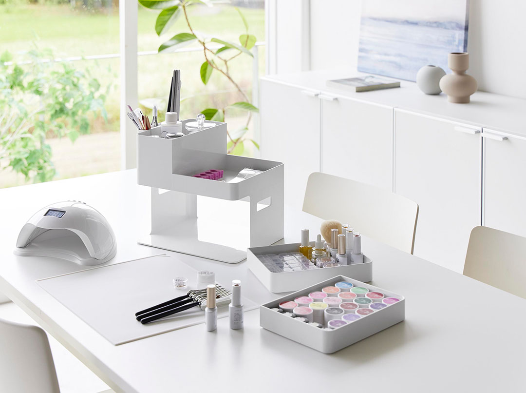 ネイルライト＆ジェルネイル用品収納ケース タワー ホワイト