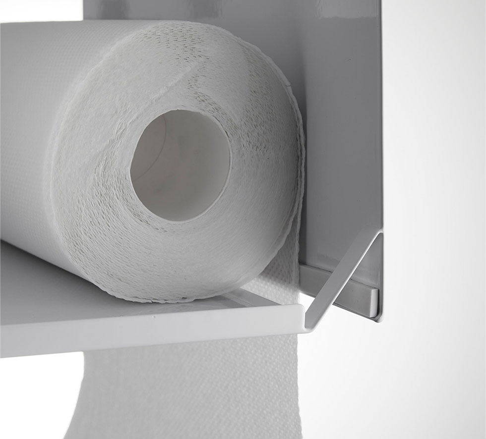 片手でカット戸棚下キッチンペーパーホルダー タワー カバー付き L ホワイト