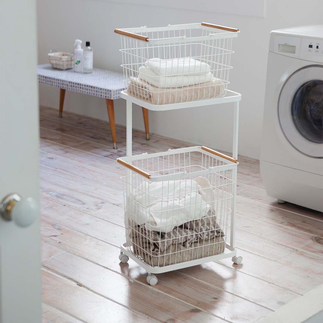 ランドリーワゴン トスカ 2段 ホワイト