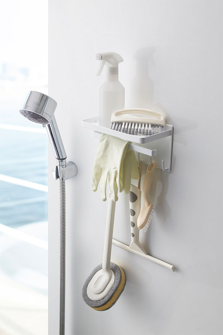 マグネットバスルーム多機能ラック タワー ホワイト