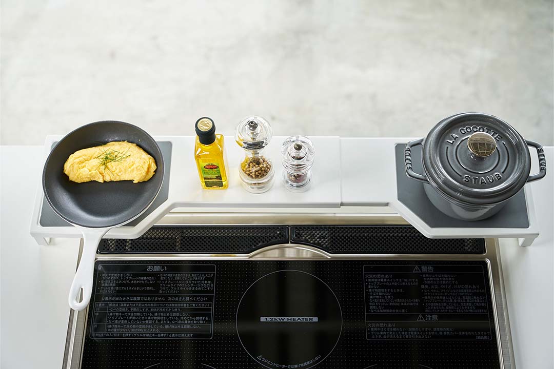 伸縮コンロ奥ラック プレート ホワイト