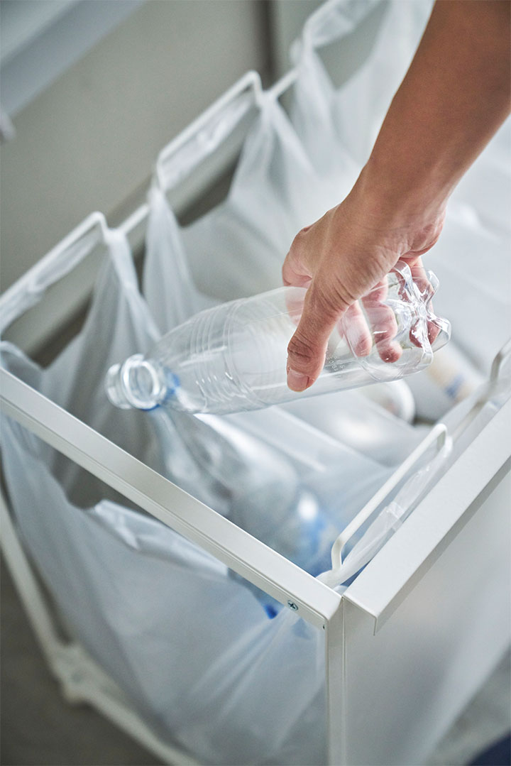 目隠し分別ダストワゴン タワー 3分別 ホワイト