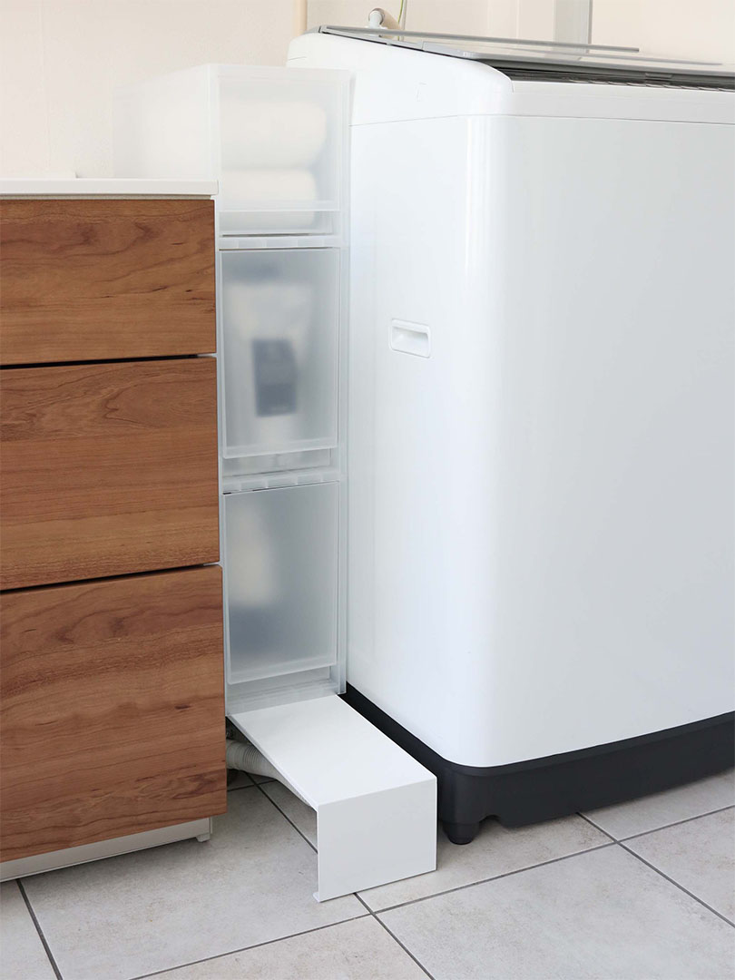 伸縮洗濯機排水口上ラック タワー ホワイト