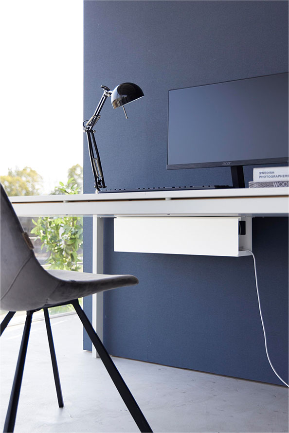 デスク下天板ケーブルラック タワー ロング ホワイト