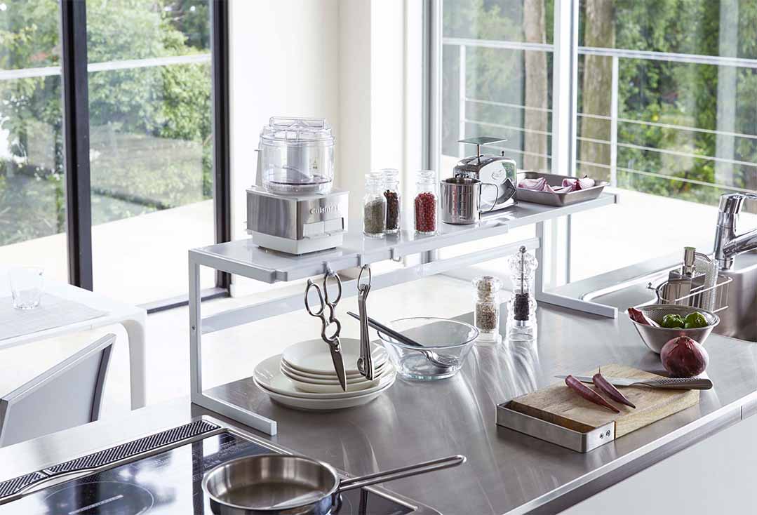 伸縮キッチンサポートラック タワー ホワイト