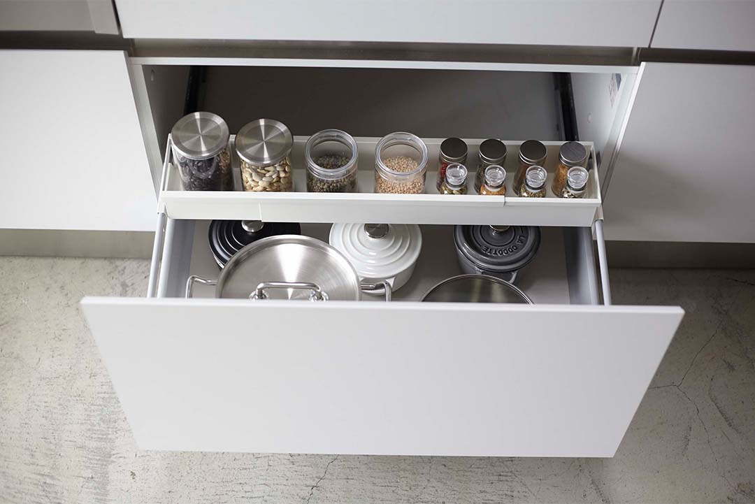 シンク下 伸縮キッチンラック タワー スリム ホワイト