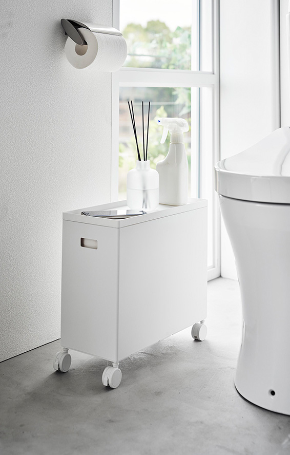 蓋付き収納ボックスワゴン タワー L ホワイト